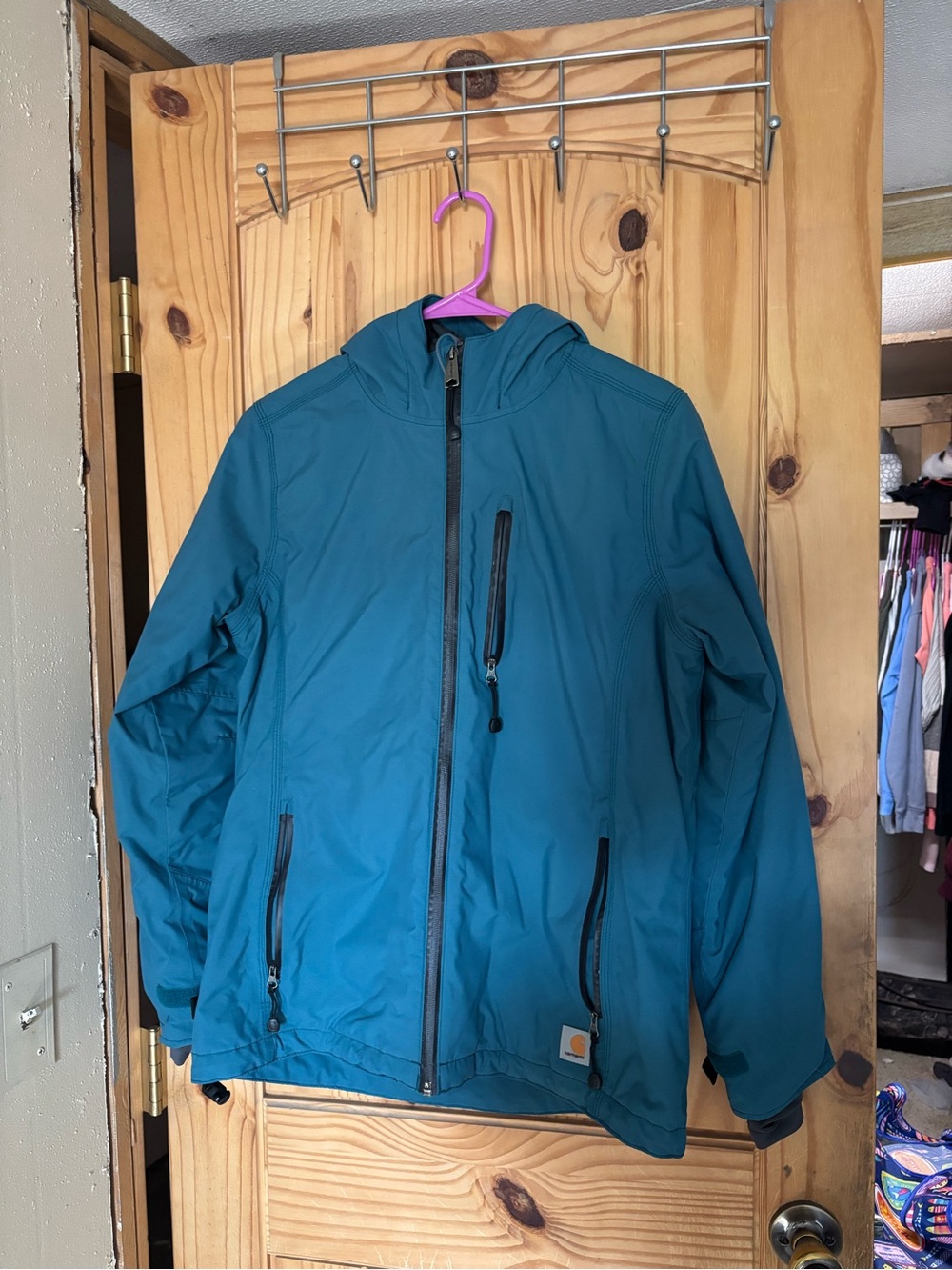 Carhartt Teal Hooded Jacket with Logo Patch
